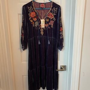 Johnny Was Taline Velvet Midi Dress